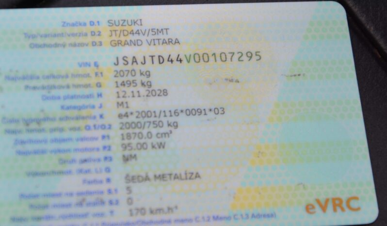 Suzuki Grand Vitara 1.90 4×4 4×4, Servisná kniha, Diesel, nová TK a EK full